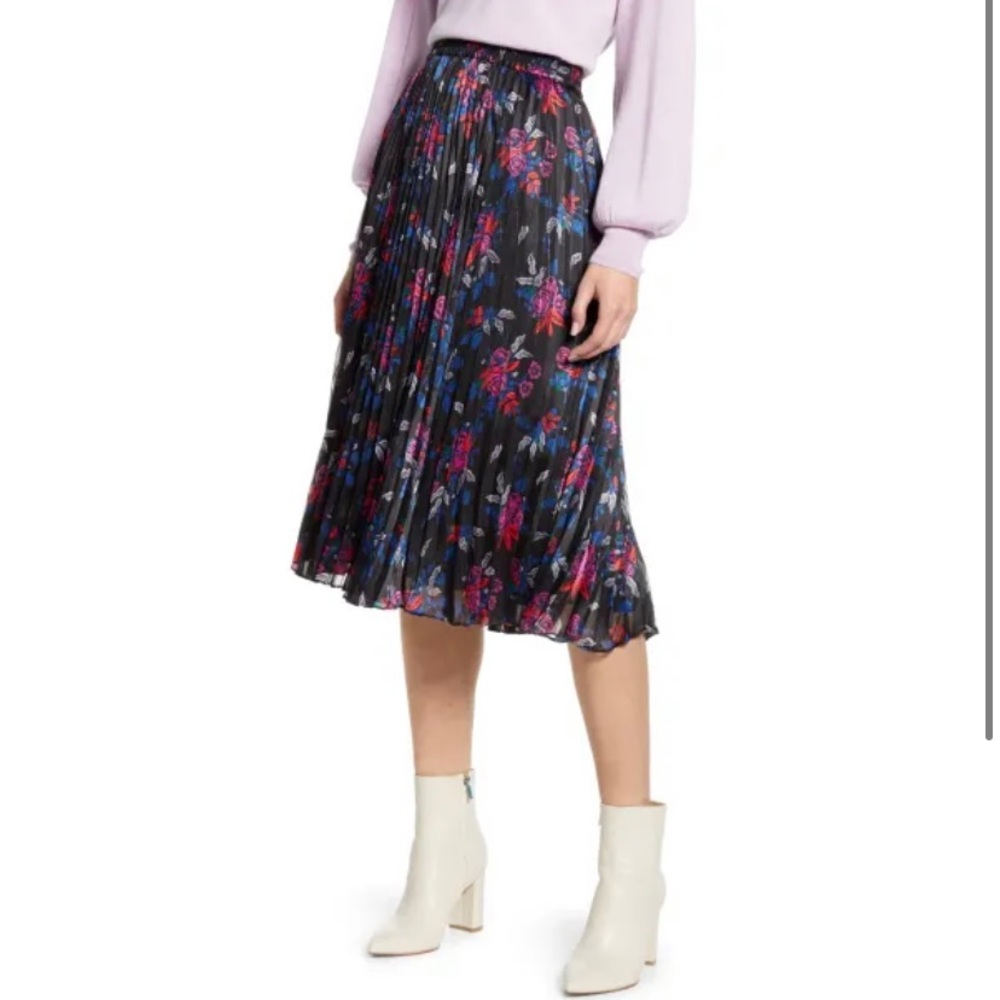 Halogen Pleated Woven Midi Skirt